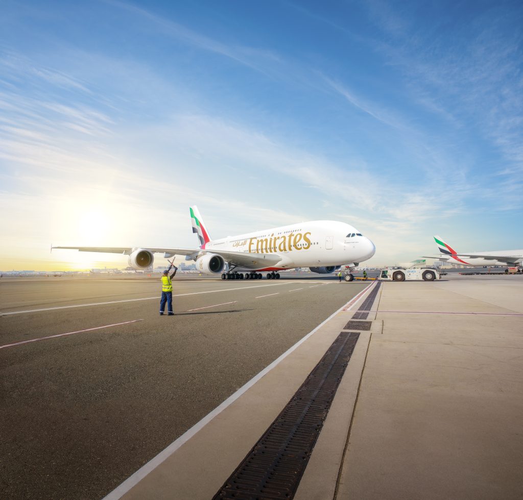 Emirates A380 showcasing global reach